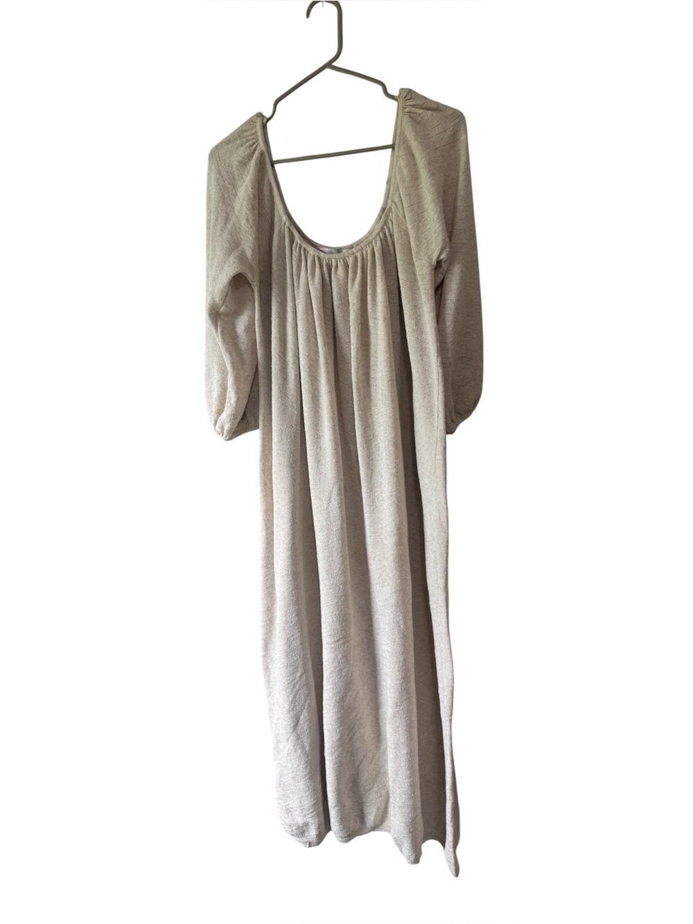 FP Beach Women's Cream Long Peasant Dress linen blend